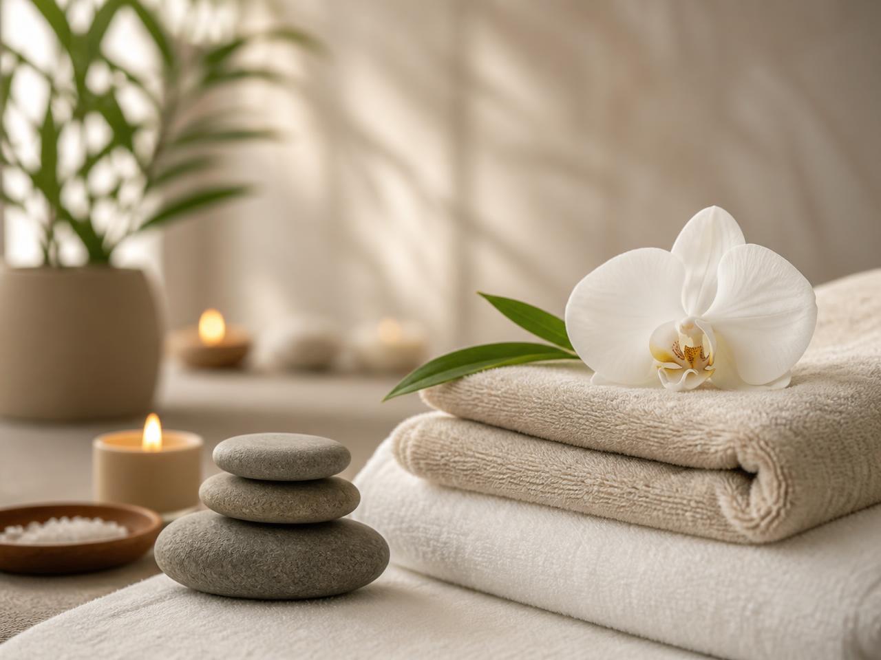 Ambiente tranquilo de spa, bienestar y relajación